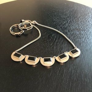 Necklace and earrings.